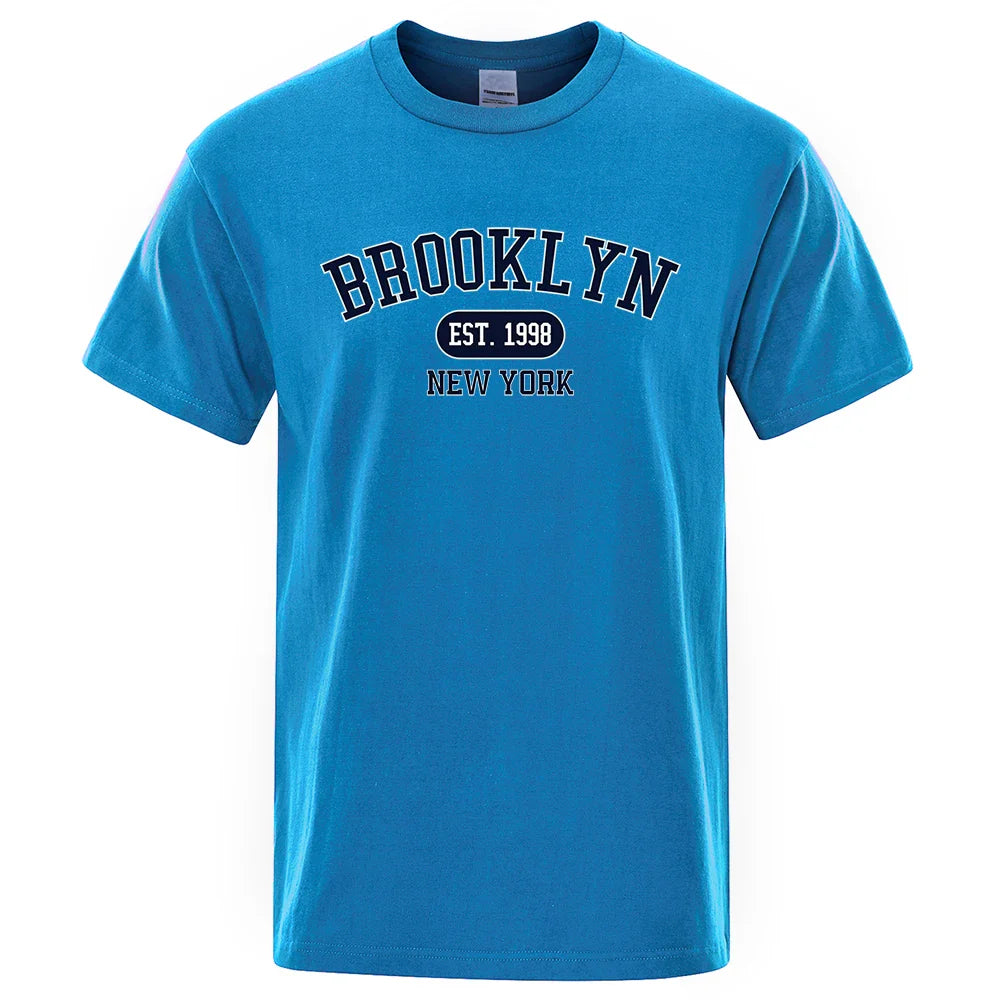 New York Letter T Shirts Man Casual Crewneck Streetwear Breathable Fashion Summer Tops Cotton Loose T-Shirts