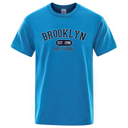 New York Letter T Shirts Man Casual Crewneck Streetwear Breathable Fashion Summer Tops Cotton Loose T-Shirts