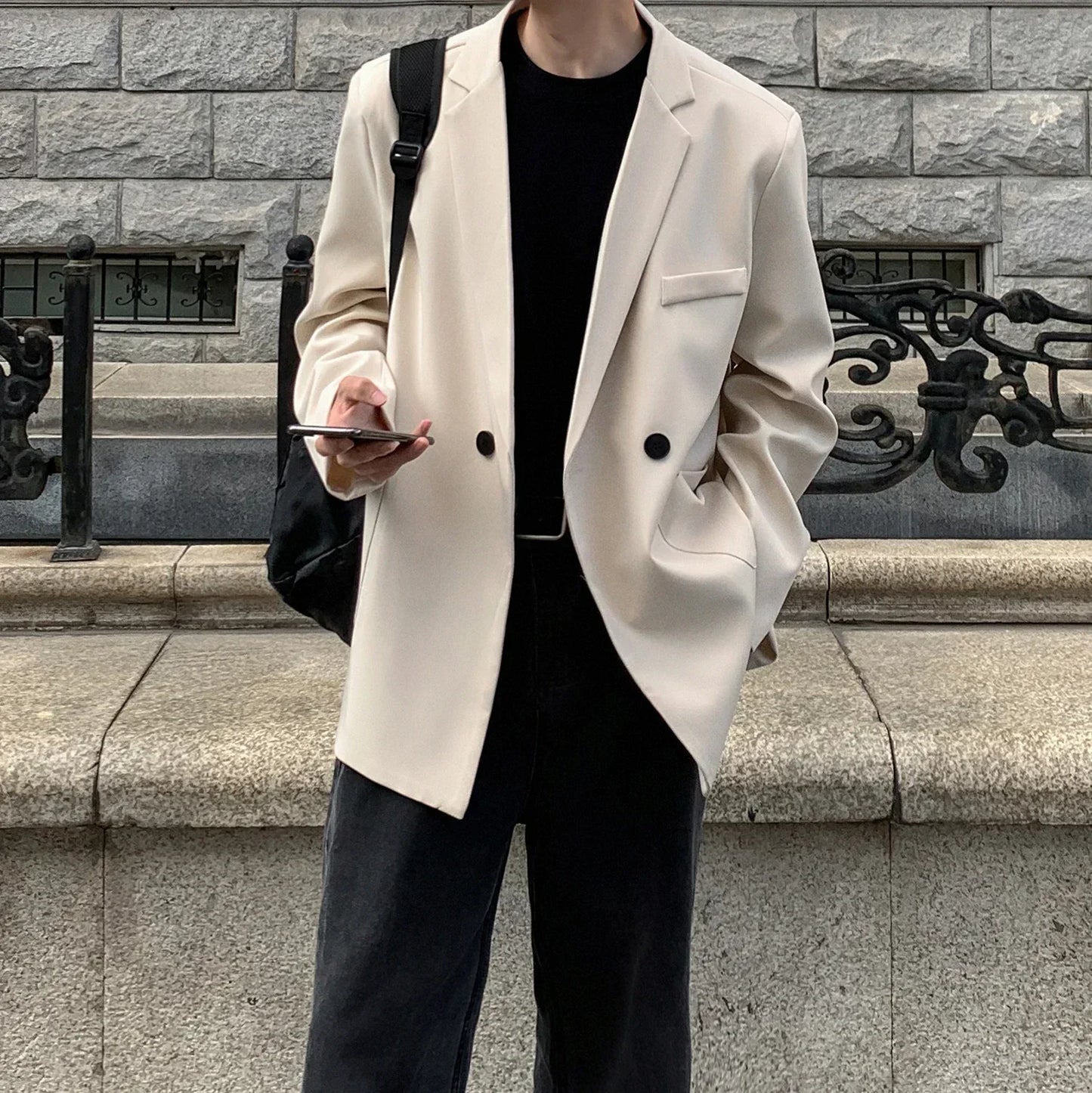Spring Summer Men Formal Blazers Men Korean Fashion Loose Casual Dress Jacket Men Harajuku Social Suit Jacket Clothing