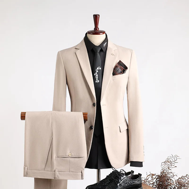 Classic Men Suit Sets Wedding Banquet Groomsman High Quality Blazer Pants 2 Pieces Evening Prom Male Leisure Slim Fit Outfits