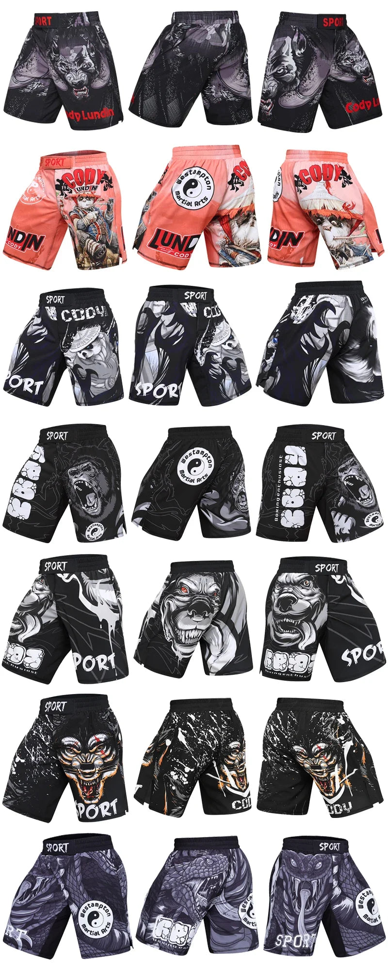 Training Fight Shorts Men's Boxing MMA Combat BJJ Grappling Fitness Muay Thai Kickboxing No Gi Shorts With Sublimation Printed