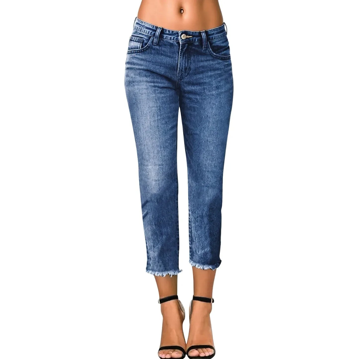 Ladies' Fashionable Slim Fitting Ripped Trendy Jeans Summer Streetwear Casual Distressed Stretchy Denim Pants
