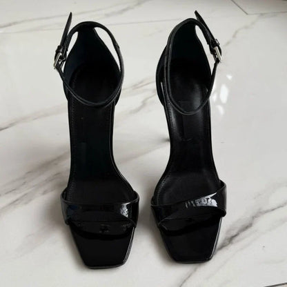New Fashion Shallow Mouth Bag with One Piece Buckle Strap, Square Head, Open Toe, Fine High Heels Sandals for Women 34-46