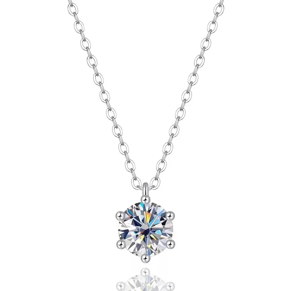 1 2 Carat Real Moissanite Pendant Necklace For Women 6 Prong 100% 925 Sterling Silver Wedding Party Bridal Fine Jewelry