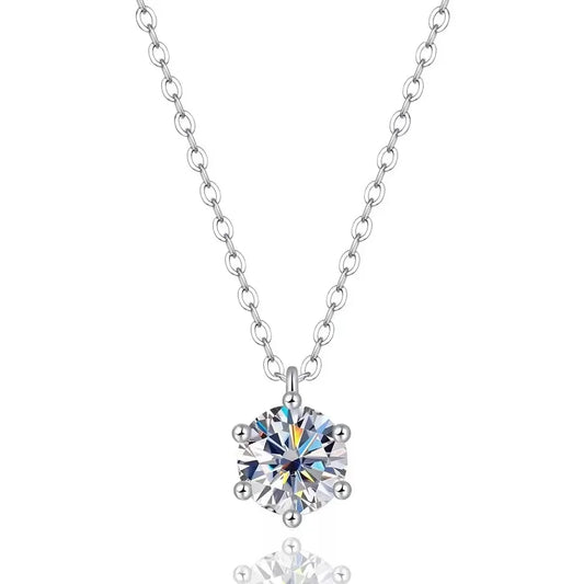 1 2 Carat Real Moissanite Pendant Necklace For Women 6 Prong 100% 925 Sterling Silver Wedding Party Bridal Fine Jewelry