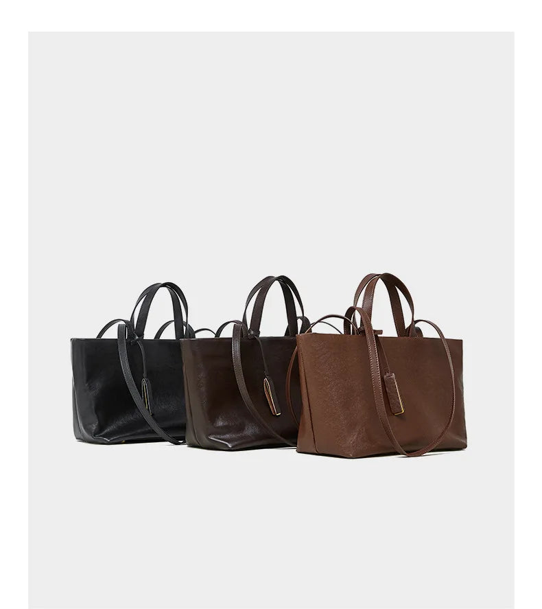 Luxury Women's Shoulder Bag Soft Leather Large Capacity Square Fashion Tote Bag Korean Fashionable Handbag Shopping Underarm Bag