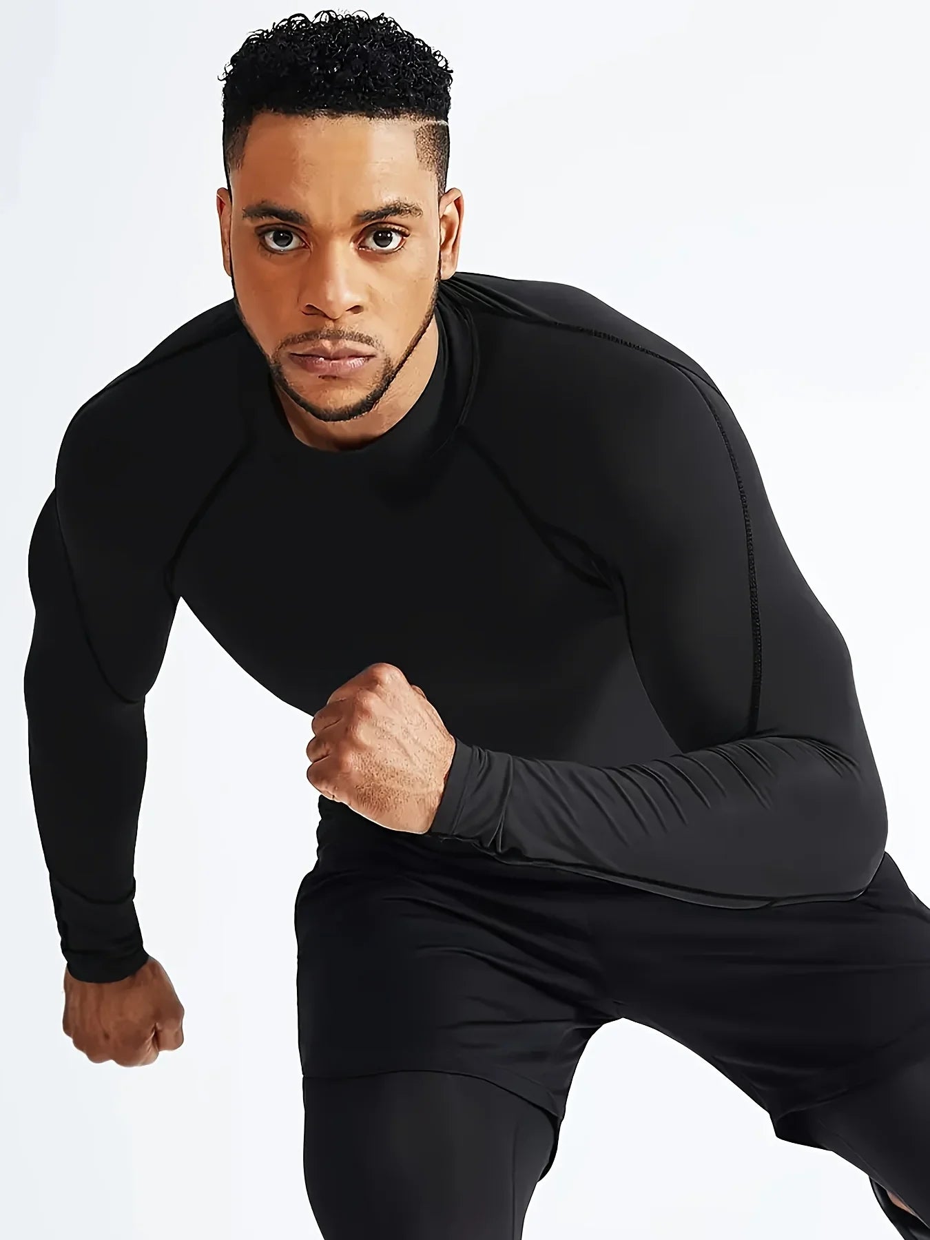 Fitness tight fitting men's long sleeved sports running basketball elastic base shirt with quick absorption and sweat wicking pr