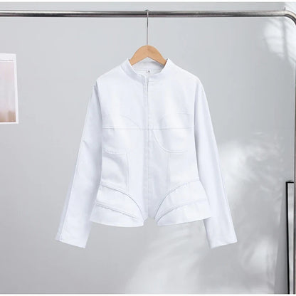 Elegant White Women's Long Sleeve Top Slim Fit Corset Bustier Shirt Casual Office Party Streetwear Y2K Fashion Outerwear 2026