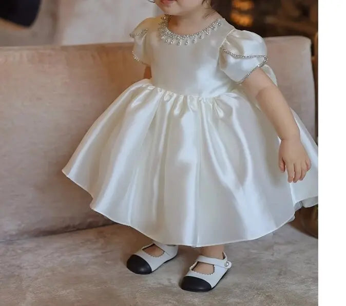 Classic Beading Princess Dresses For Kid Girls Birthday Party Infant Luxury Ball Gown Children Baptism Childen Formal Dresses