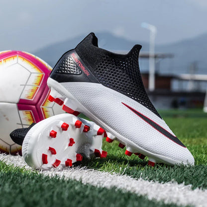 Big Size 49 48 Pro Soccer Boots Long Short Spikes Ankle Boots Children PU Leather Soccer Training Sneakers Outdoor Football