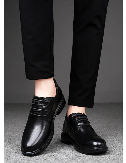 Leather Casual Elevator Shoes for Men 10cm Invisible Height Increase Casual Sneakers Business Formal Shoes