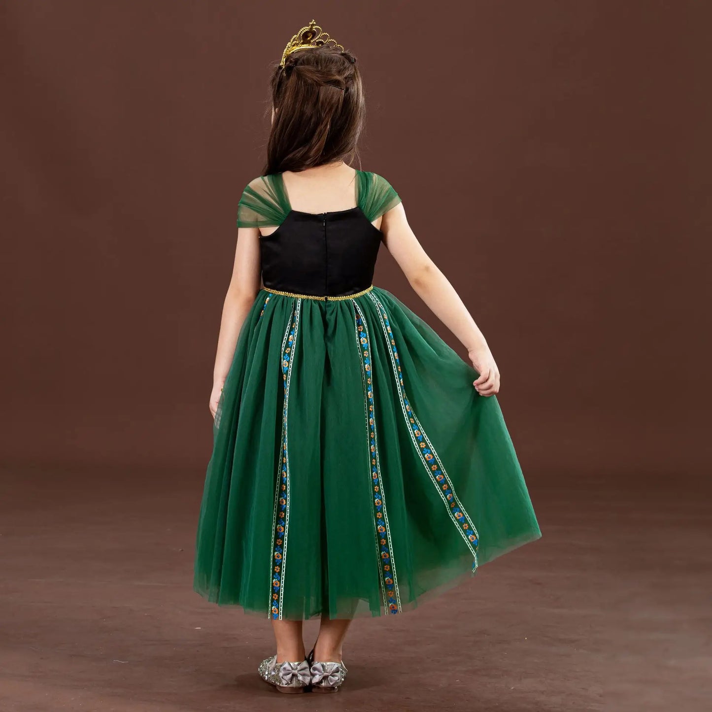 Girls' Summer Anna Frozen Baby Dress Child Green Dress Up Halloween Costume for Kids Princess Party Cosplay Dresses 2 to 8 Years