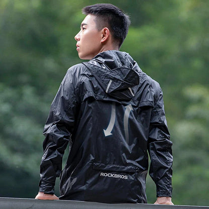 Cycling Raincoat Outdoor Rain Jacket Men Breathable Reflective Hooded Raincoat Waterproof Windbreaker European Size