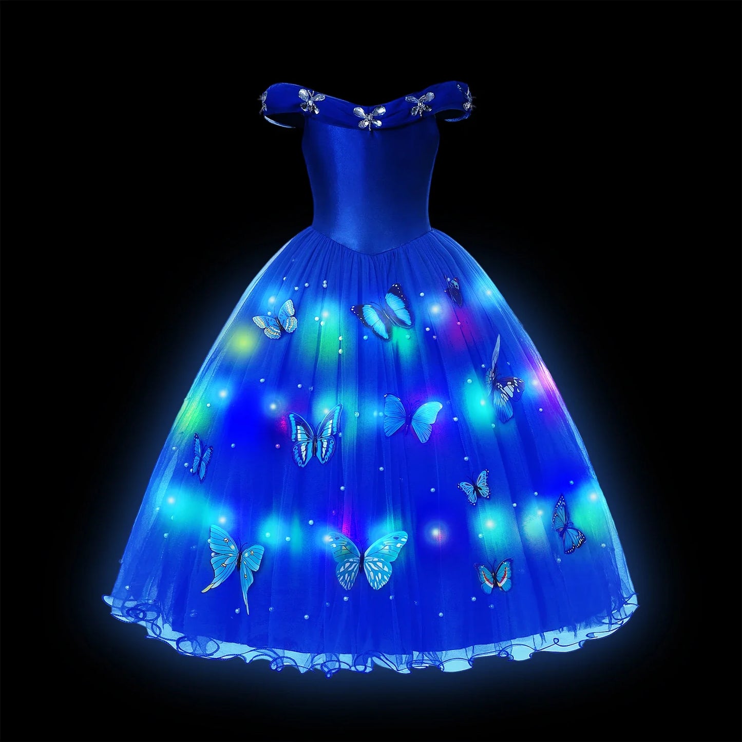 2025 Evening Party Girls LED Lights Elsa Anna Kids Princess Dress Coslplay Halloween Luminous Prom Gowns