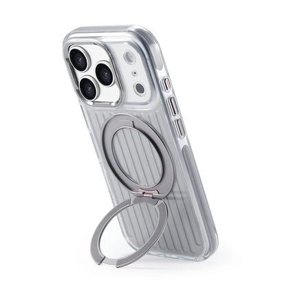 360° Rotating Magnetic Bracket Corrugated Phone Case For iPhone 17Pro 16 17 Pro Max For Magsafe Shockproof Stand Holder Cover