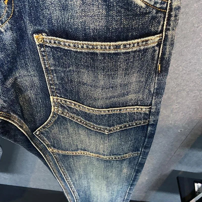 Autumn and Spring Fashion Trend American Vintage Straight Leg Denim Pants for Men Casual Loose Comfortable High Quality Pants