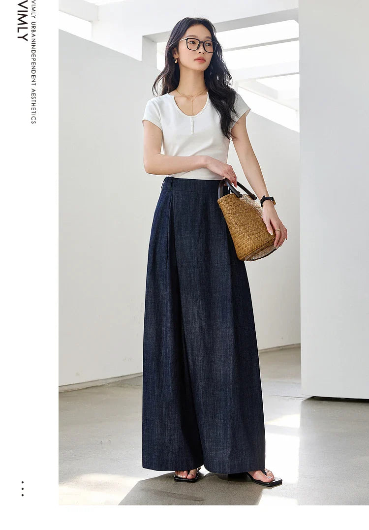 Women's Washed Jeans Baggy Skirt Pants Ladies 2026 Spring Summer Casual High Waist Vintage Denim Pants Woman Clothes M9809