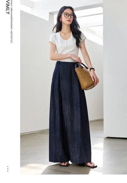 Women's Washed Jeans Baggy Skirt Pants Ladies 2026 Spring Summer Casual High Waist Vintage Denim Pants Woman Clothes M9809