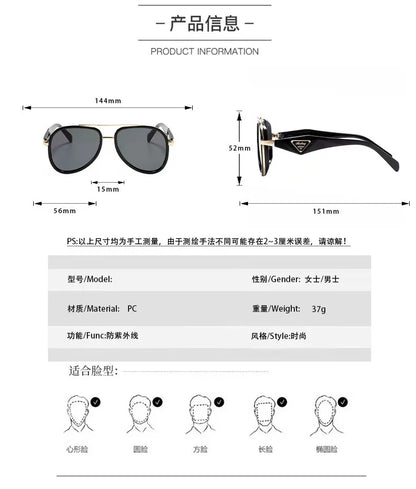 Retro Aviator Tortoiseshell Sunglasses UV400 Protection Metal Frame Shades Luxury Sun Glasses Fashion Eyewear Unisex Oversized