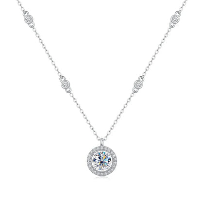 Certified 1 Carat Bazel Moissanite Necklace D Color Lab Created Diamond 925 Silver Choker Chain  for Women Jewelry Gift With GRA