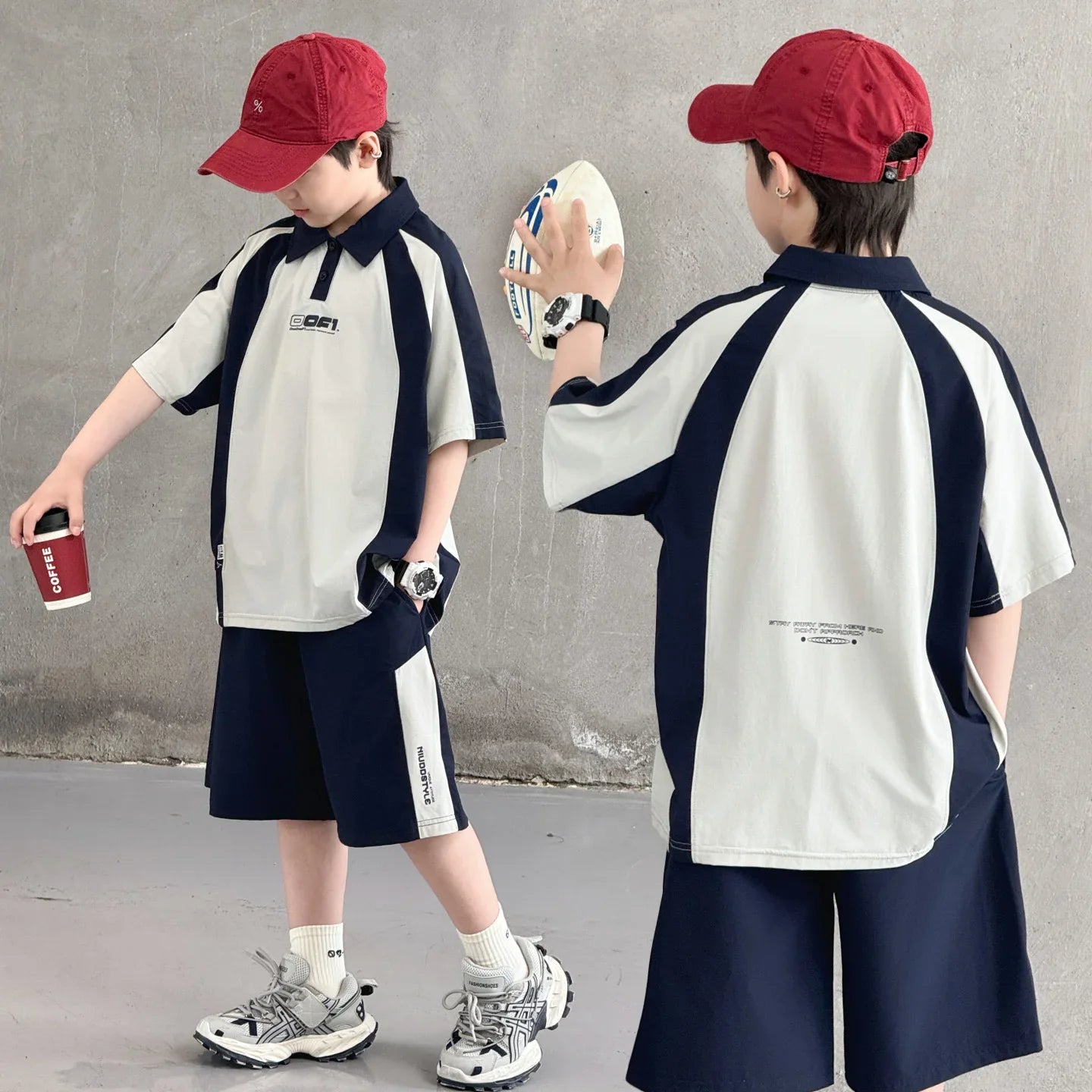Children New Summer Polo Shirt Set Top And Bottom 2 Pieces Clothing Set for Tween Boys Casual Tracksuit Kids School Outfit Wear