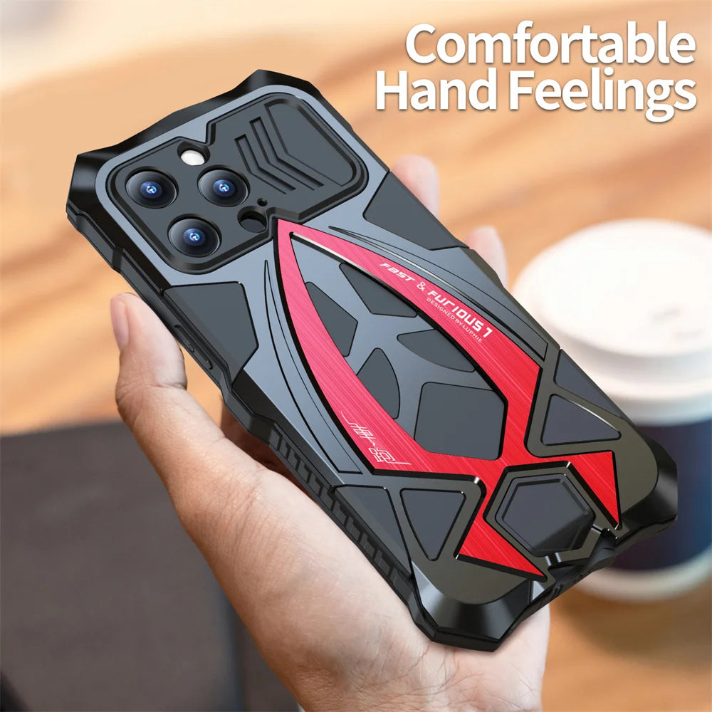 For iPhone 17 Pro Max Luphie Rugged Phone Case Armor Shockproof Metal Funda TPU Shell Bumper Cover Net 120g