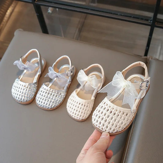 Kids Girls Shoes Children's Woven Sandals New Summer Popular Roman Shoes Children's Soft-soled Princess Shoes