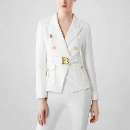 9 Colors Factory Customize Luxury Quality Classic Style Office White Black Women Pocket Blazers with Blet