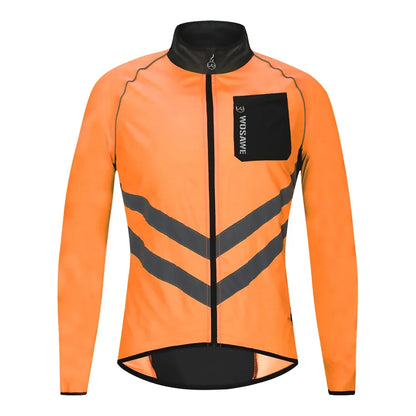 Windproof Cycling Jacket MTB Bike Jersey Outdoor Sport Cycling Windbreaker Rainproof Reflective Bike Clothing Navy Blue