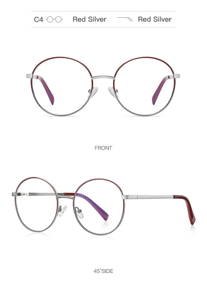 Retro Round Myopia Prescription Glasses Hyperopia for Women Reading CR39 Anti Blue Light Optical Eyeglasses Frame PFD3082