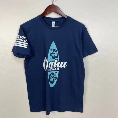 Men's Cotton Shirt OAHU HAWAII SURFING Distressed TShirt Unisex Surf Board Beach Tee Tops Summer Fashion Casual Short Sleeves