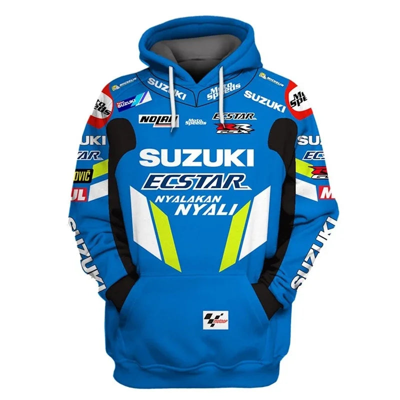 men's casual hoodie, 3D printed long-sleeved top for outdoor motorcycle and bicycle enthusiasts, autumn and winter