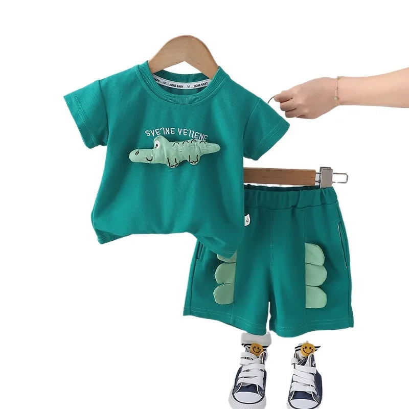Children Clothes Suit Summer Kids Boys Girls 3D Animal T Shirt Shorts 2Pcs/Set Kids Infant Clothes Toddler Sportswear