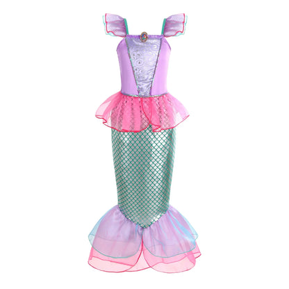 Kids Princess Costume Girls Frozen Elsa Anna Halloween Dress Cosplay Snow White Aurora Moana Rapunzel Mermaid Belle Party Outfit