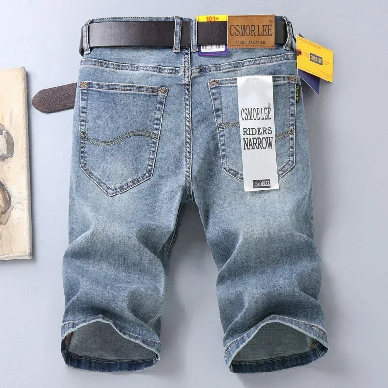 2025 Summer Brand Stretch Thin Bermuda Masculina Cotton Denim Jeans Jorts Men Knee Length Soft Ropa Hombre Shorts