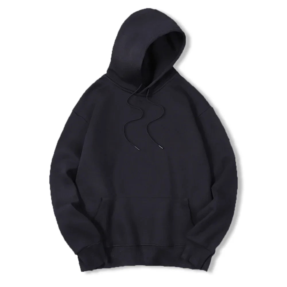 2025 Men's Solid Color Hooded Sweaters Men's Warm Wool Sweater Fashionable Street Clothing Loose  Breathable Jersey Brand Hooded