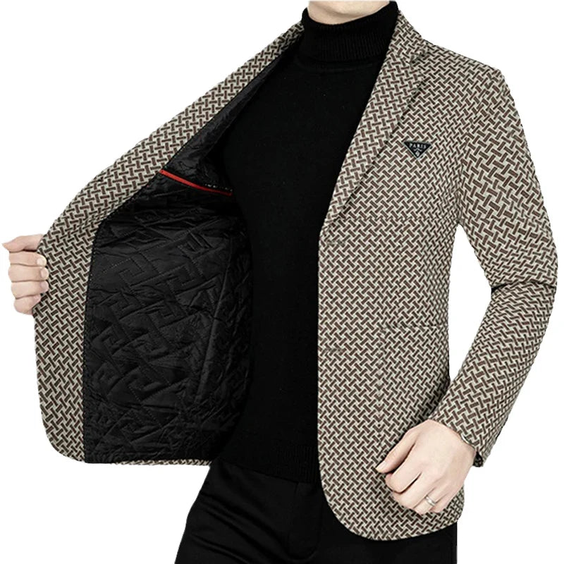 2026 Spring New Men's Blazer Business Casual Suit Jacket Middle Aged Male Fashion Office Wear Outerwear Top