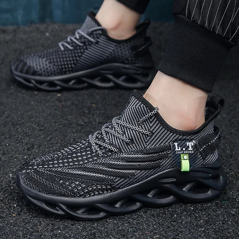 Mens Sport Shoes Breathable Lightweight Sneakers Outdoor Mesh Black Running Shoes Athletic Jogging Tenis Walking Shoes Man