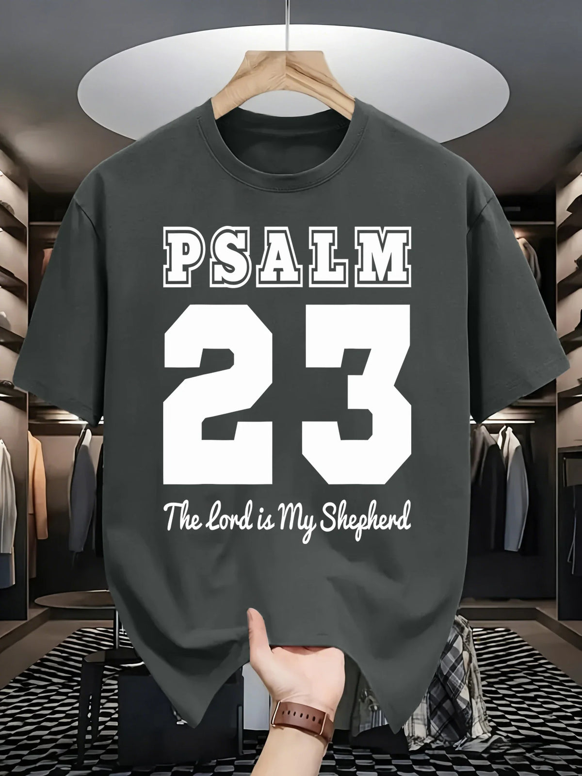 Psalm Number 23 Printing T-Shirt Men Cotton Crewneck T Shirts Summer Loose Basics Clothing Fashion Unisex Retro Short Sleeve