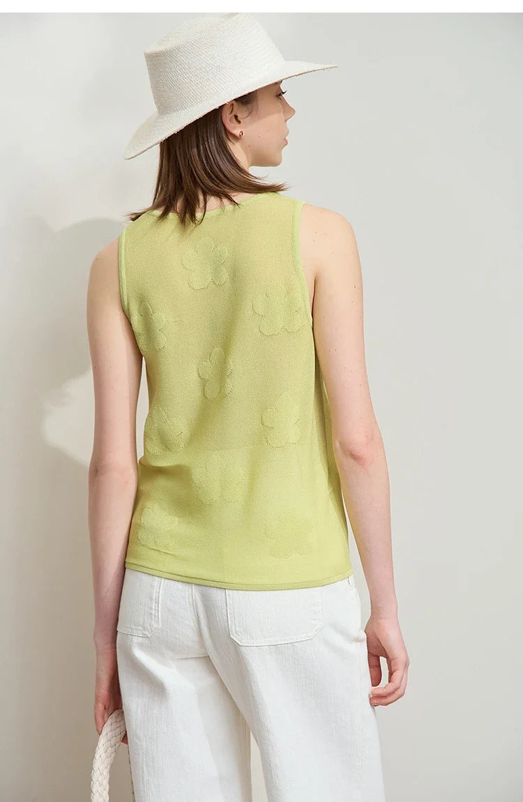 Summer New Knitted Camisole Women 2025 Solid Sleeveless U-neck Casual Tops for Woman Fashion Office Lady Clothing 12542111