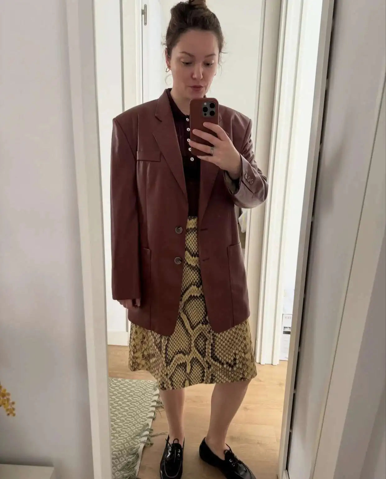 Snakeskin Printed Fashion Skirt Women's High Waist Slim Contrast Patchwork Commute Streetwear Female Vintage Y2k Skirt DDX8