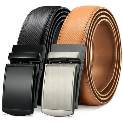 Men Belt Leather Belt  Automatic Genuine Leather Fashion Belts Ratchet Luxury Belts Men's Trouser Belt Belt for Men
