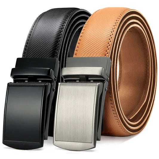 Men Belt Leather Belt  Automatic Genuine Leather Fashion Belts Ratchet Luxury Belts Men's Trouser Belt Belt for Men