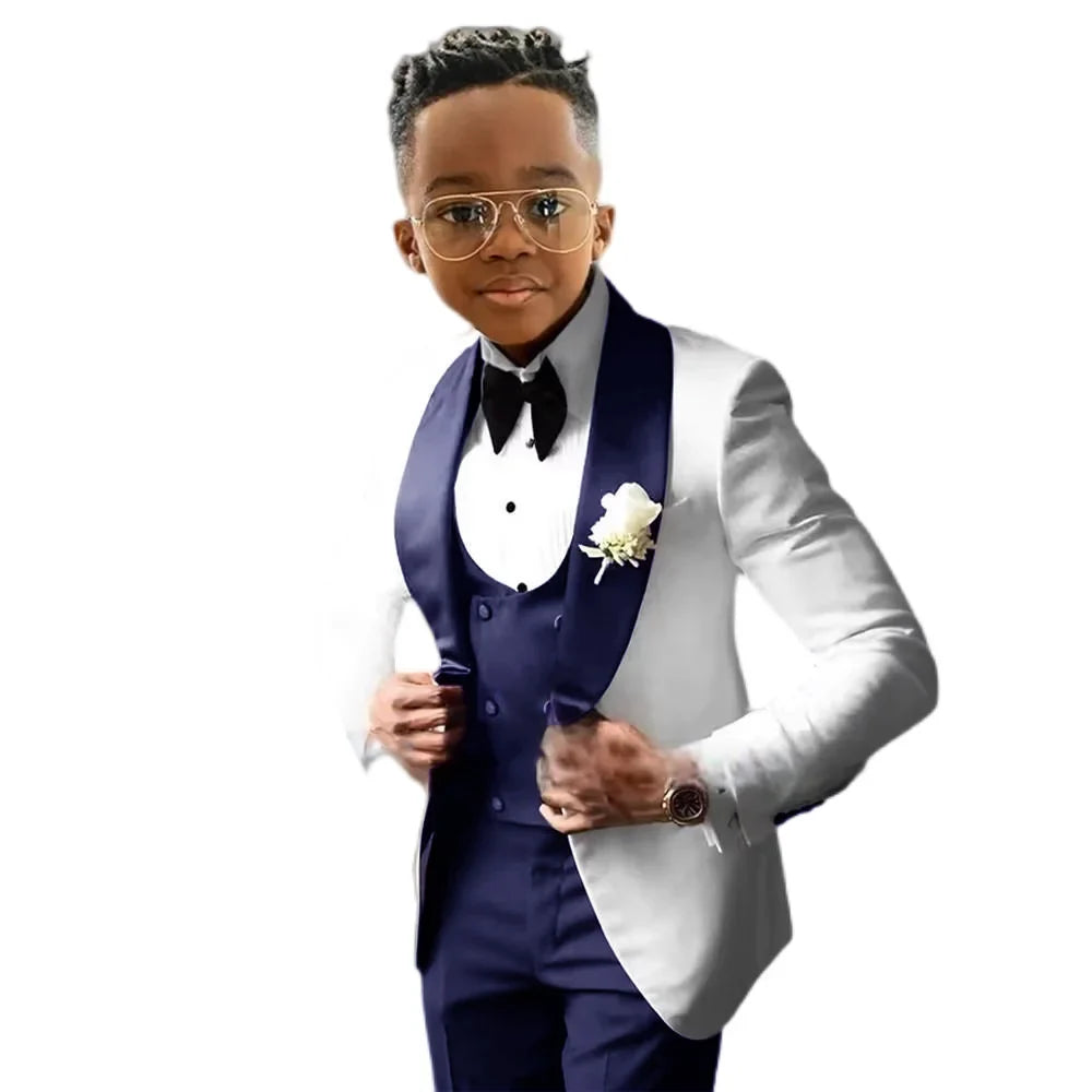 Kids Slim Fit Shawl Lapel Suit Set 3 Pieces Performance Costumes Elegant Flower Boys Formal Party Suit Kids Wedding Tuxedo 2-20T