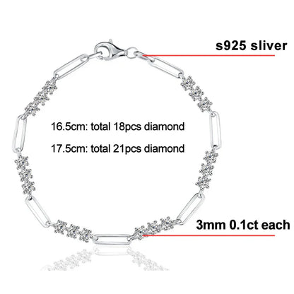 3mm D Color Round Moissanite Bracelet Summer Fashion Jewelry GRA Certified s925 Sliver Plated 18k Bracelets for Women