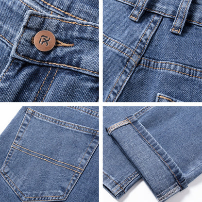 2026 New Autumn Men's Blue Straight-leg Jeans Business Casual Cotton Stretch Denim Pants Male Brand Plus Size 40 42 44