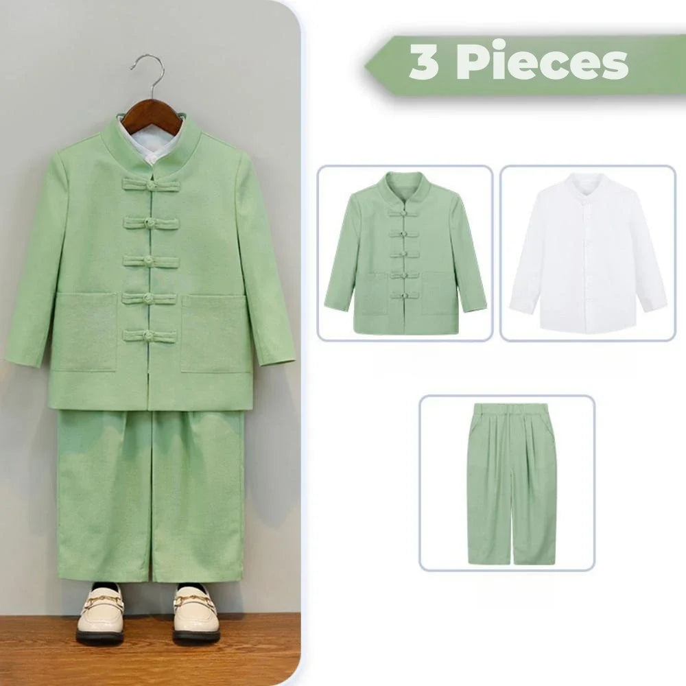 2026 New Chinese Style Boys Suit Set 3 Pieces Performance Costumes Comfortable Elegant Kids Suits Banquet Party Tuxedo 90-170cm