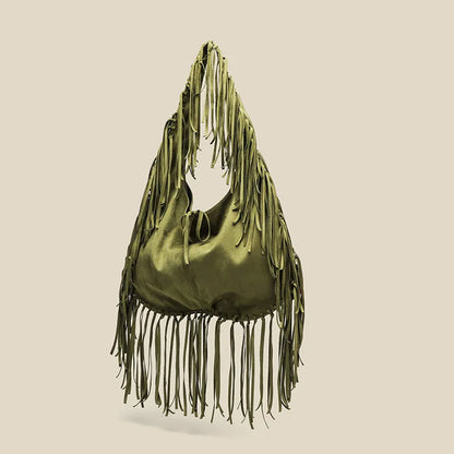 Vintage Suede Hobos Women Shoulder Bags Bohemian Tassel Handbags Large Capacity Tote Bag Autumn and Winter Big Shopper Purses