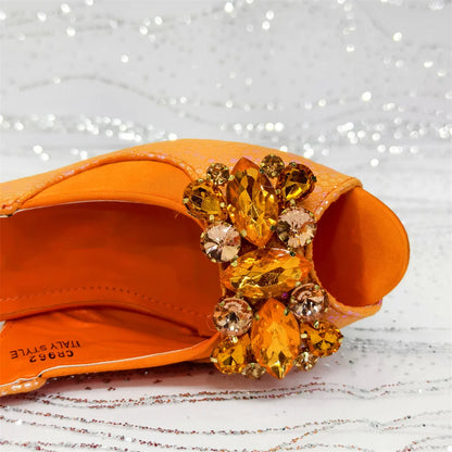 2025 Fashionable Orange Open Toe Women's Sandals with Matching Bag Set - Perfect for Weddings and Parties