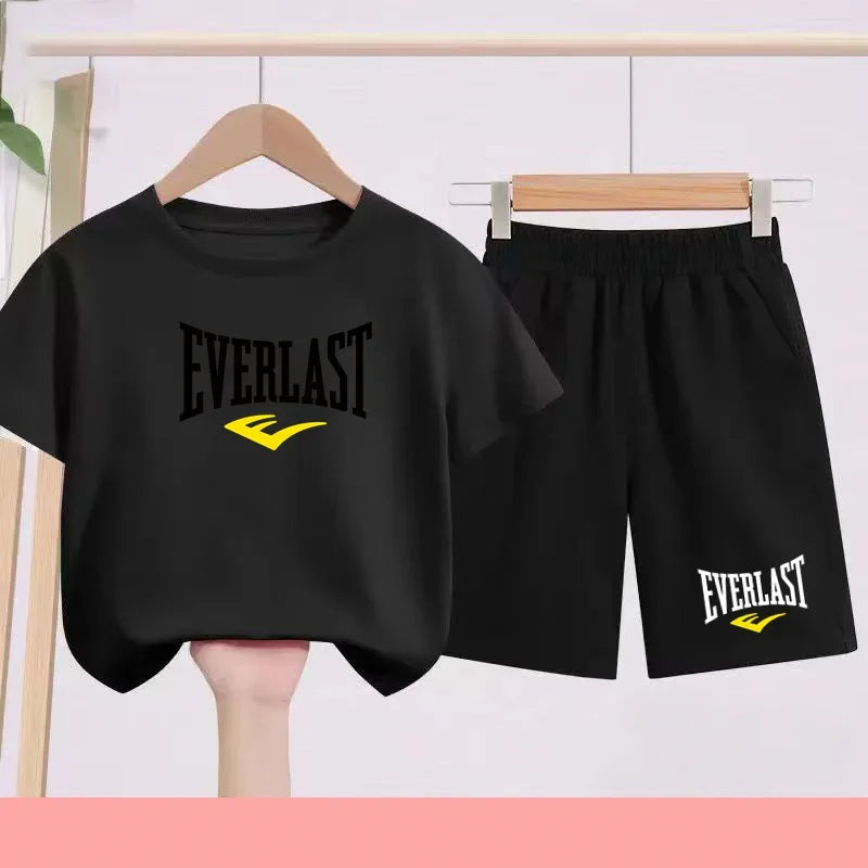 T-shirt d'été pour garçons et filles, manches courtes sportives pour enfants de 7 à 13 ans, pantalons à caractères, confortables